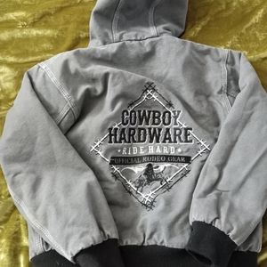 COWBOY HARDWARE Boys Jacket, gray, size M.